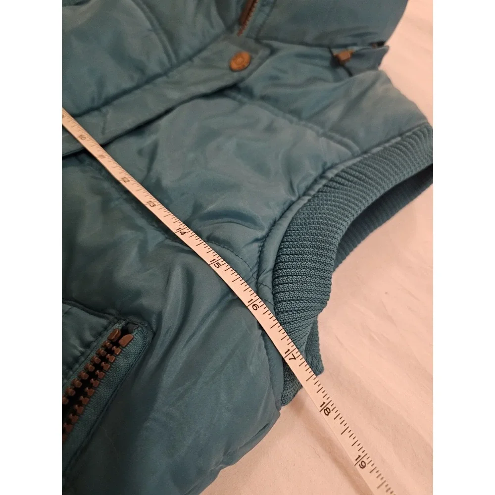 Girls Puffer Vest Size 10 Blue Quilted Zip Vest‎ Sleeveless Winter Coat